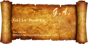 Galle Avarka névjegykártya